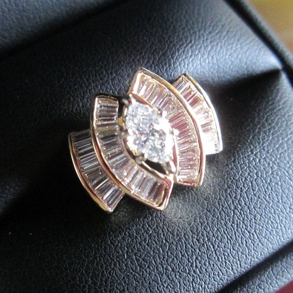 ππΉπ LADYβS GENUINE-AUTHENTIC 14K YELLOW GOLD DIAMOND RING β SIZE 4.5 ππΉπ - Picture 7 of 16